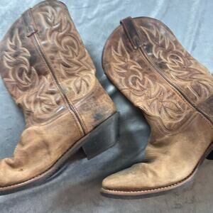 Laredo Brown Leather Cowboy Boots Men's Size 9.5